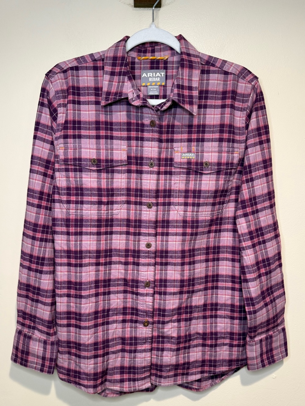 Ariat Women's Rebar DuraStretch Long Sleeve Flannel Work Shirt Purple size